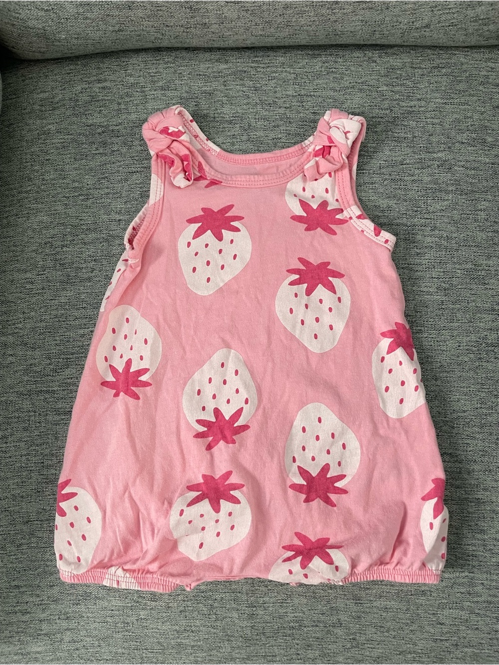 Pink Strawberry Print Kids Pajama Tank